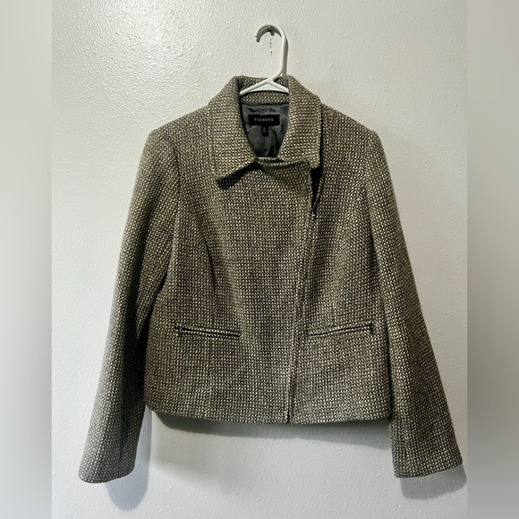 Talbots Tweed Wool Blend Asymmetrical Moto Blazer - Size 10 - Picture 3 of 10